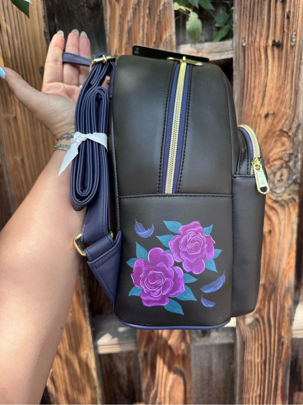 Loungefly Black Maleficent Mini Backpack with Purple & Teal Accents - Picture 2 of 3